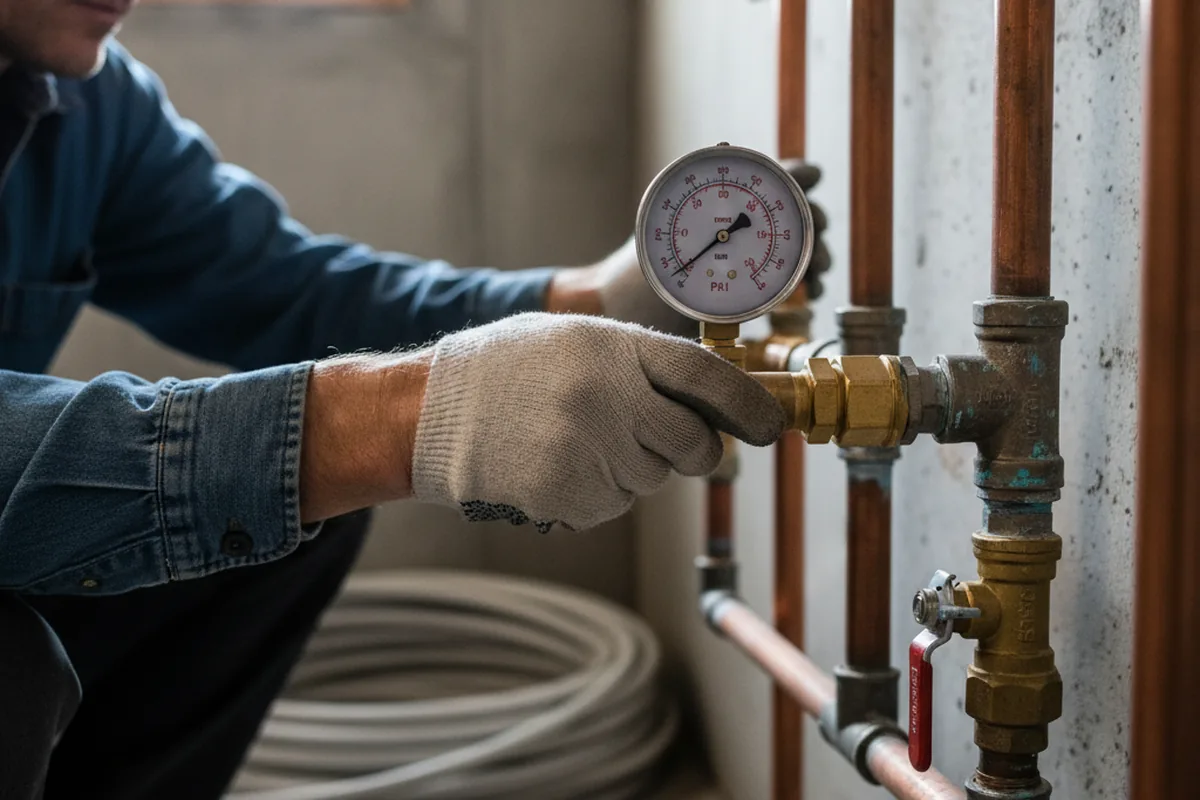Pressure testing a repaired line during Water Line Repair in Jamaica